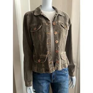 JEANSTAR Green Corduroy Crop Jacket sz M